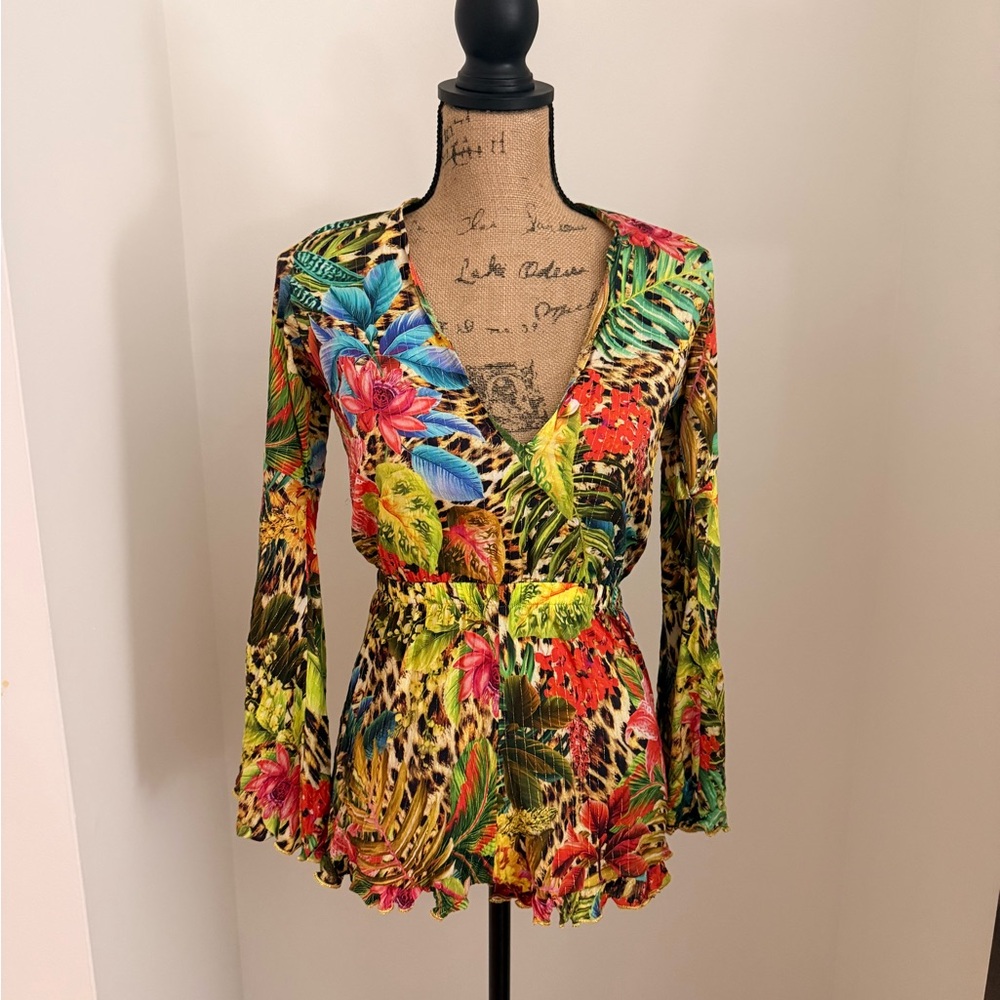 Luli Fama Multicolor Tropical Print Romper